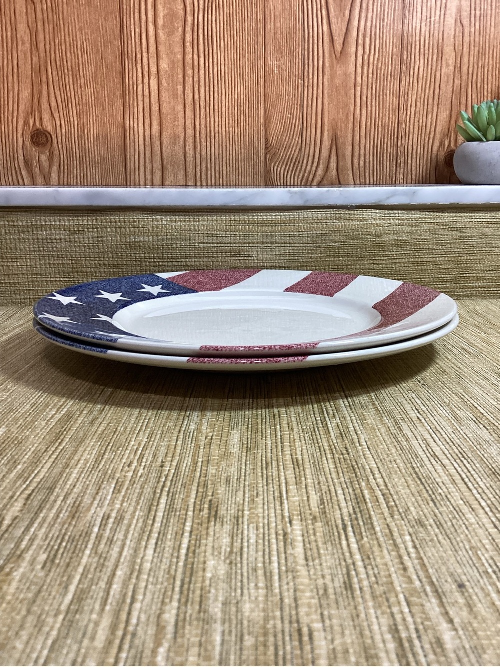 Royal Stafford Fine Earthenware Patriotic Stars & Stripes Dinner 11” Plates - Picture 5 of 5